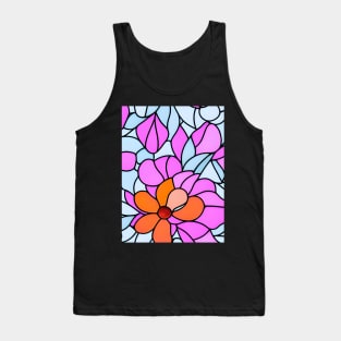 Pink and White Orchid Flower Abstract Art - Stained Glass Tank Top